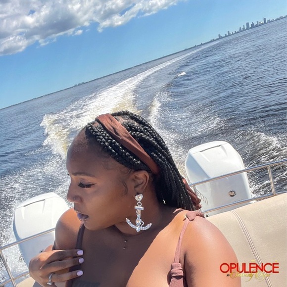 Jumbo Anchor Rhinestone Earrings - Picture 7 of 7